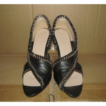 Sandales hautes femmes noires de mode talon haut (HCY02-1655)